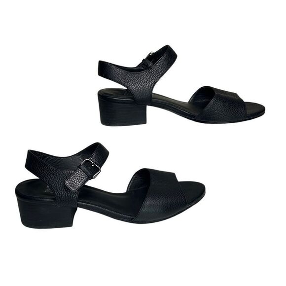Eileen Fisher - Block Heeled Sandals, Strappy, Pebbled Leather - Size 8, Black - Picture 10 of 14